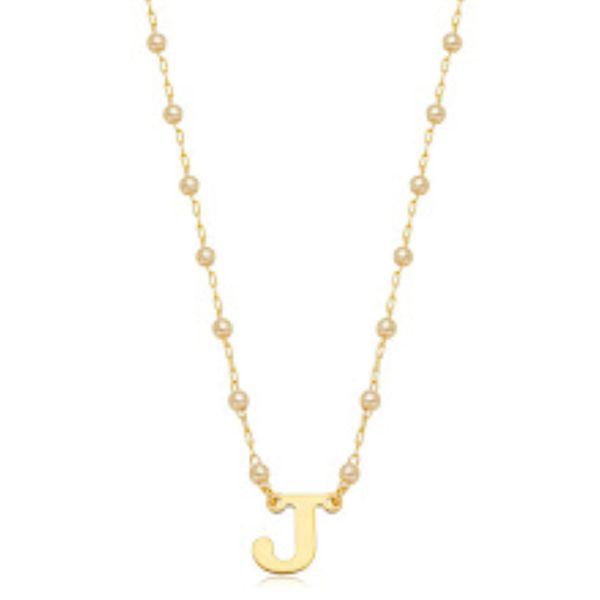 Colar pérolas letra J