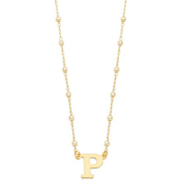 Colar pérolas letra P