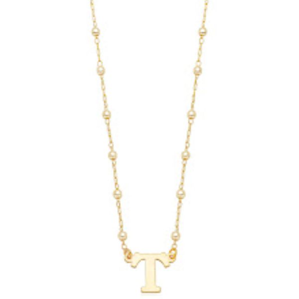 Colar pérolas letra T