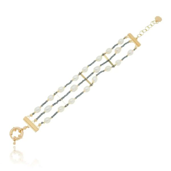 Pulseira Hematita c/ Pérolas