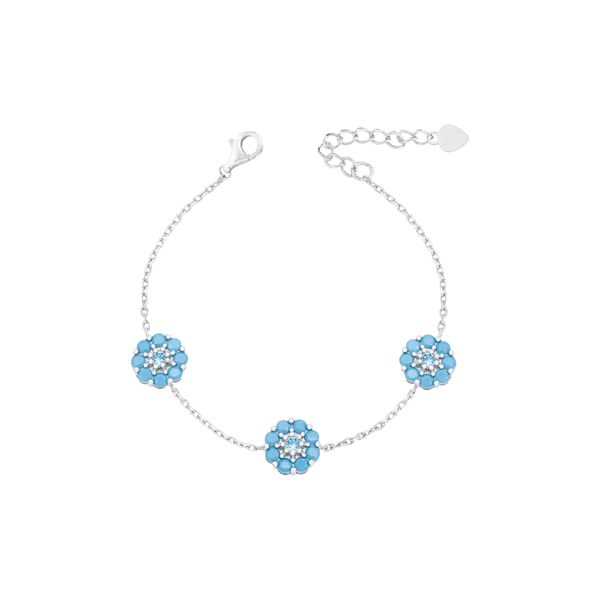 Pulseira 3 flores turquesa 