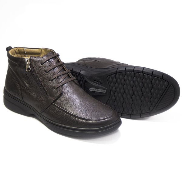 Bota Masculina com zíper Couro Café Leveterapia
