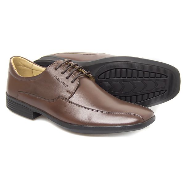 Sapato Social Conforto Couro Café Leveterapia