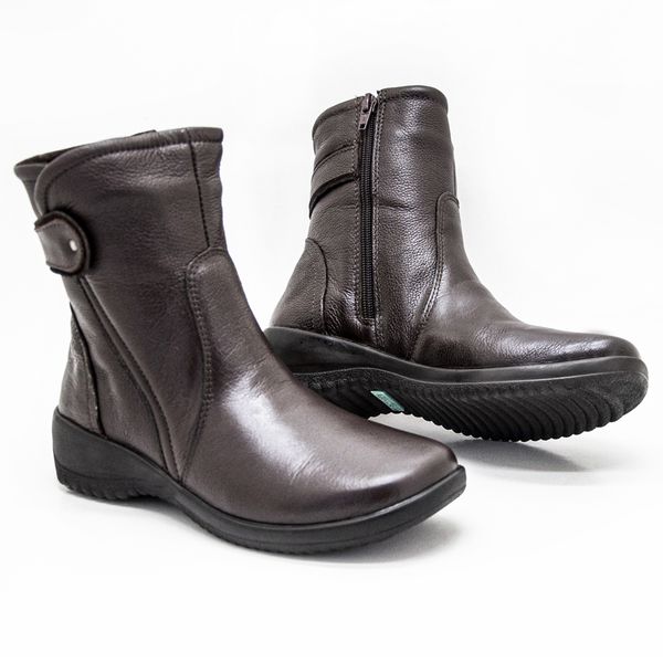 Bota Feminina Confortável Couro Legitimo Marrom Levecomfort