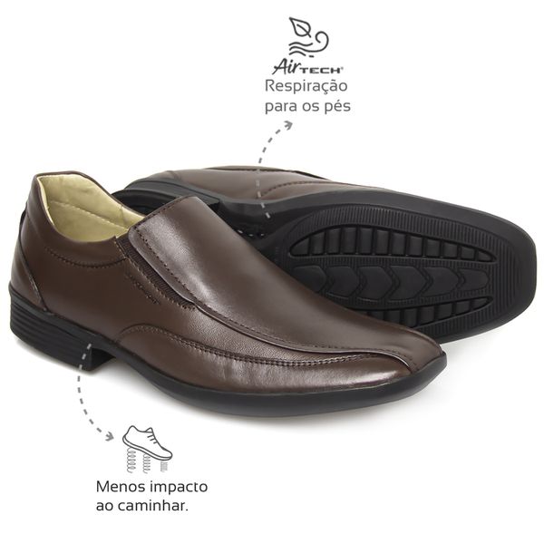 Sapato Social Masculino Conforto Couro Dark Brown Leveterapia