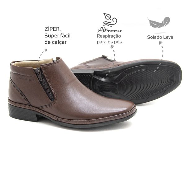 Bota social masculina Leve Couro Café Leveterapia 