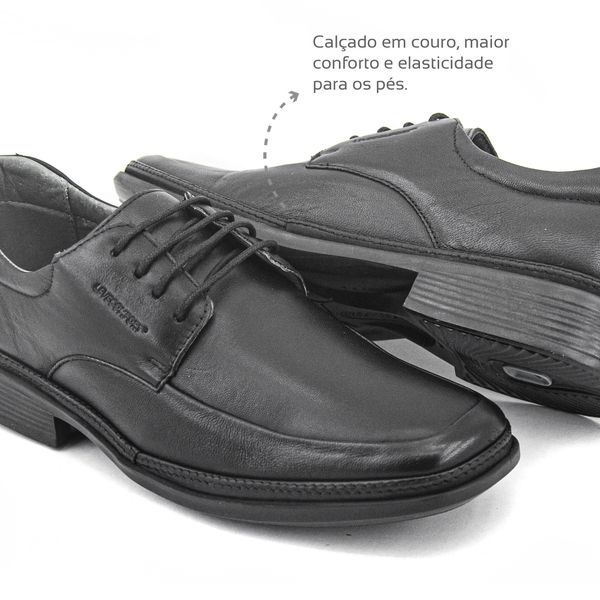Sapato social Leve Couro Preto Leveterapia Levecomfort Cal ados