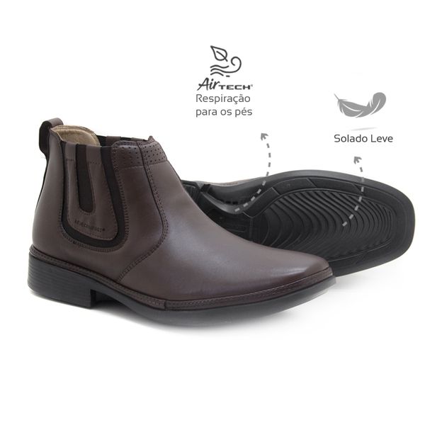 Bota social masculina Leve Couro Dark Brown Leveterapia 