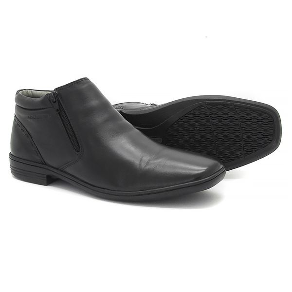 Bota social masculina Confortech Couro Preto Legitimo Leveterapia 