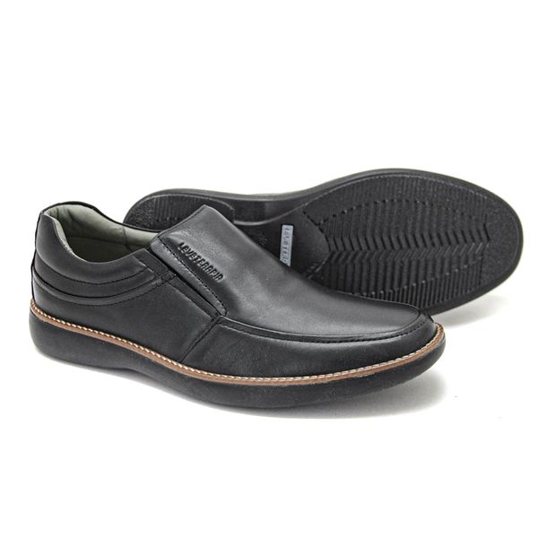 Sapato Casual Couro Legitimo Preto Leveterapia 