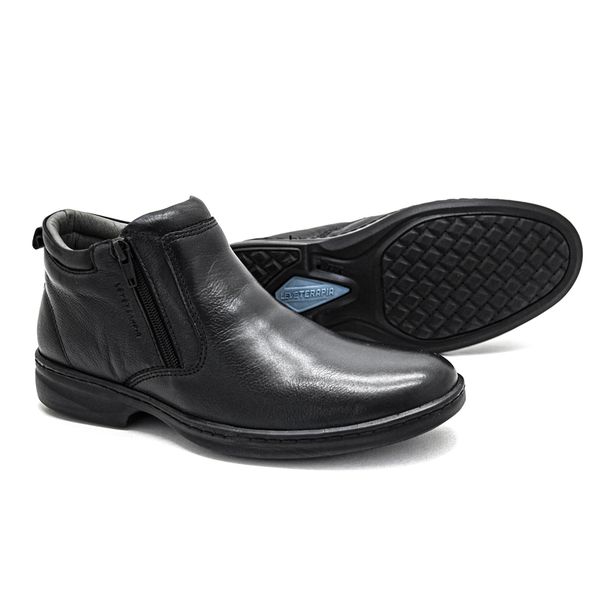 Bota Casual Masculina Preta Solado Costurado Leveterapia 