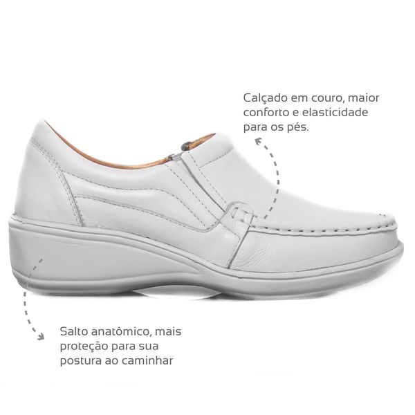 Sapato Feminino Confortável com Elástico Branco