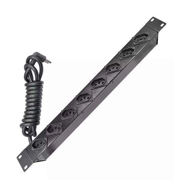 Régua Calha de Tomadas Preto 19 Polegadas 8 Tomadas 20A 250V - Wj Moreira