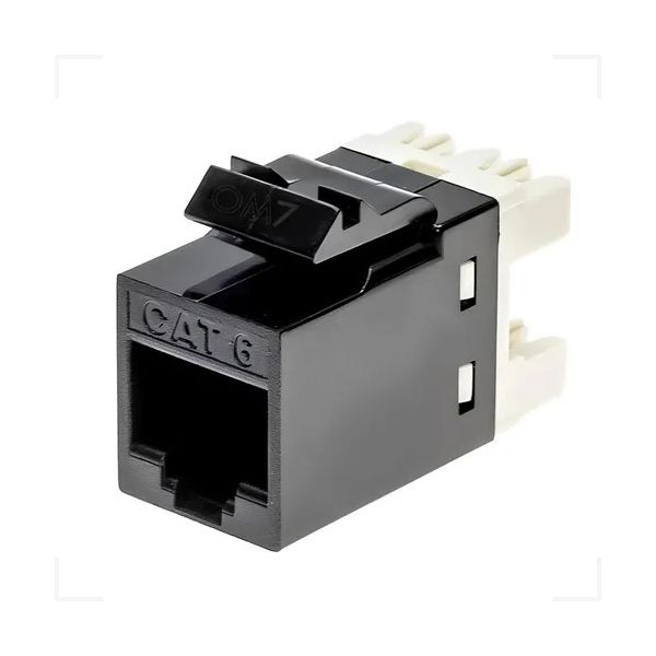 Tomada Keystone Emenda Rede | RJ45 Femea | Categoria CAT5/CAT6 - Preta