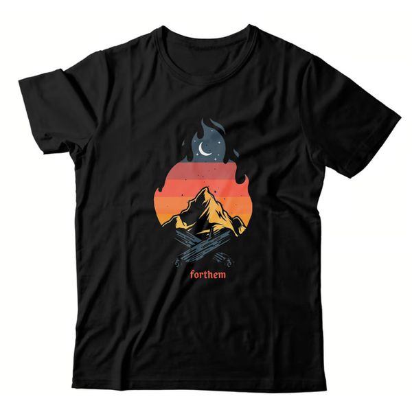 Camiseta Preta Forthem Wolf Fire Camps