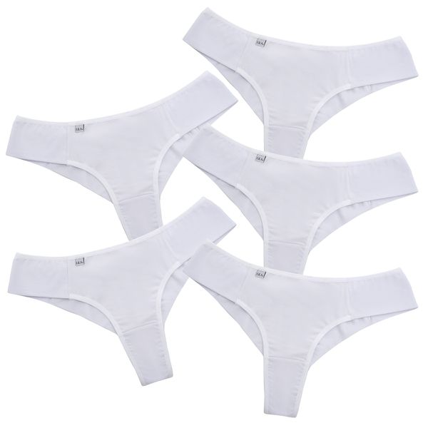 Kit 5 Calcinhas Fio Duplo Algodão 0009 - Branco