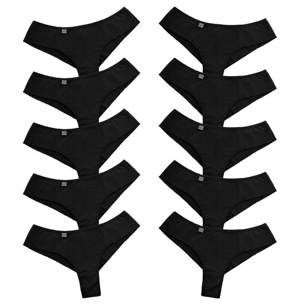 Kit 10 Calcinhas Fio Duplo Algodão 0009 - Preto