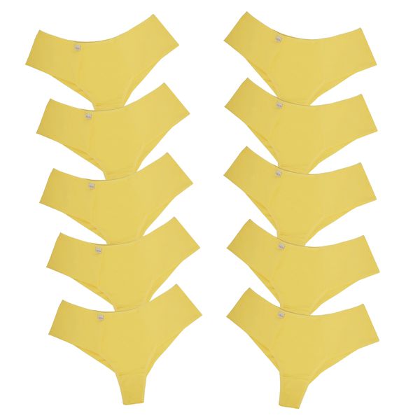 Kit 10 Calcinhas Fio Duplo Cós Alto 0008 - AMARELO