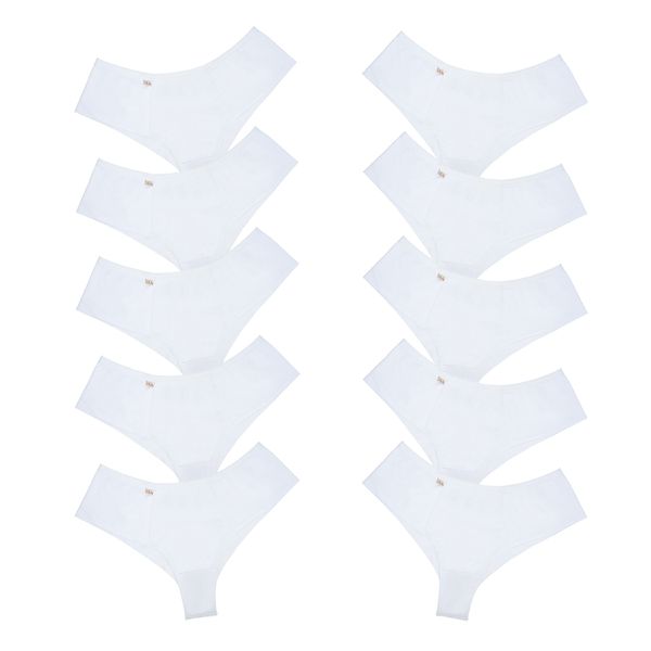 Kit 10 Calcinhas Fio Duplo Cós Alto 0008 - BRANCO