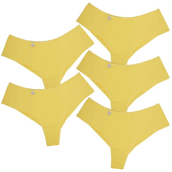 Kit 5 Calcinhas Fio Duplo Cós Alto 0008 - AMARELO
