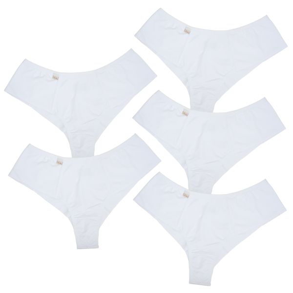 Kit 5 Calcinhas Fio Duplo Cós Alto 0008 - BRANCO