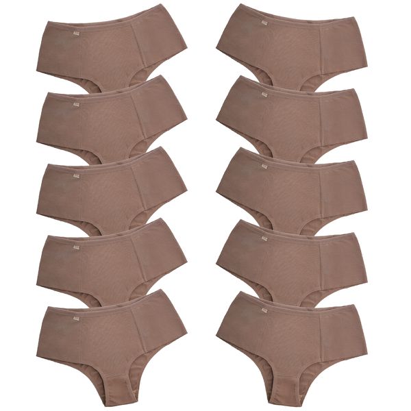 Kit 10 Tangas Cós Alto Algodão 0029 - CHOCOLATE