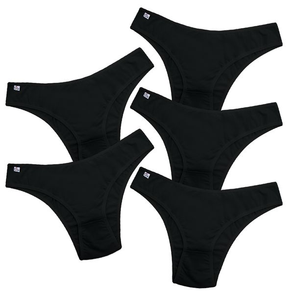 Kit 5 Calcinhas Algodão Tradicional 0033 - Preto