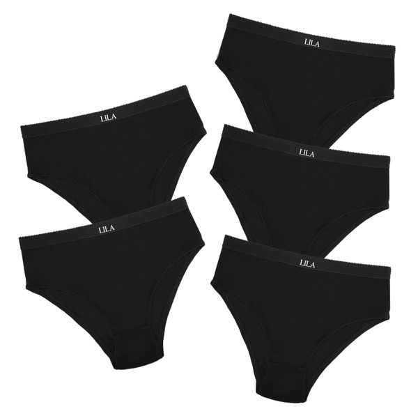 Kit 5 Calcinhas Tangão Cós Alto Algodão 0037 - PRETO