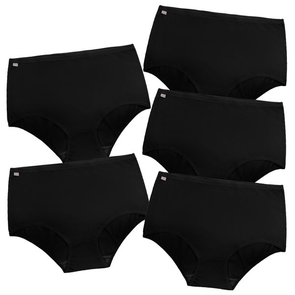 Kit 5 Calcinhas Calçola Cintura Alta 0059 - Preto