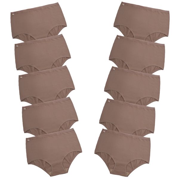 Kit 10 Calcinhas Calçola Cintura Alta 0059 - Chocolate Copia
