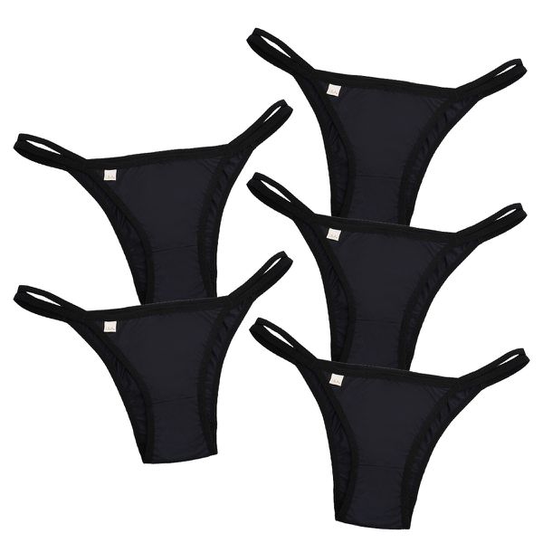 Kit 5 Calcinhas Tiras em Microfibra 0073 - PRETO