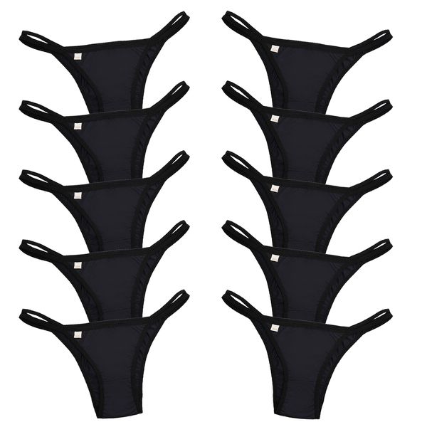 Kit 10 Calcinhas Tiras em Microfibra 0073 - PRETO