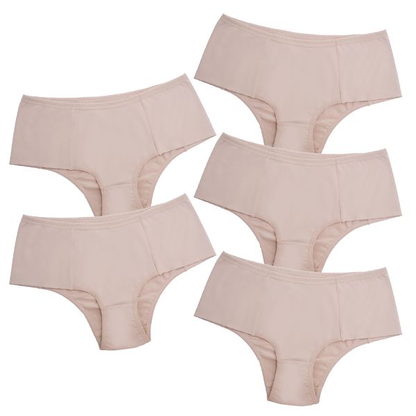 Kit 5 Tanga Cós Alto Microfibra 0829 - NUDE