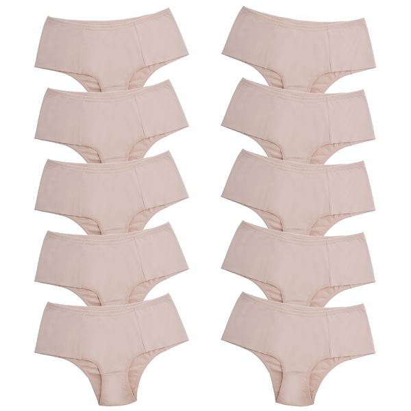 Kit 10 Tanga Cós Alto Microfibra 0829 - NUDE