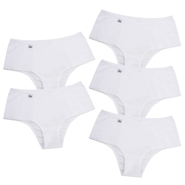 Kit 5 Tanga Cós Alto Microfibra 0829 - BRANCO