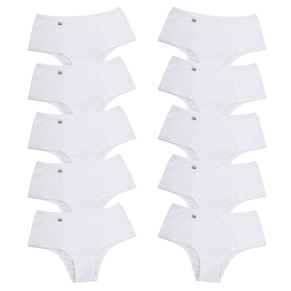 Kit 10 Tanga Cós Alto Microfibra 0829 - BRANCO Copia