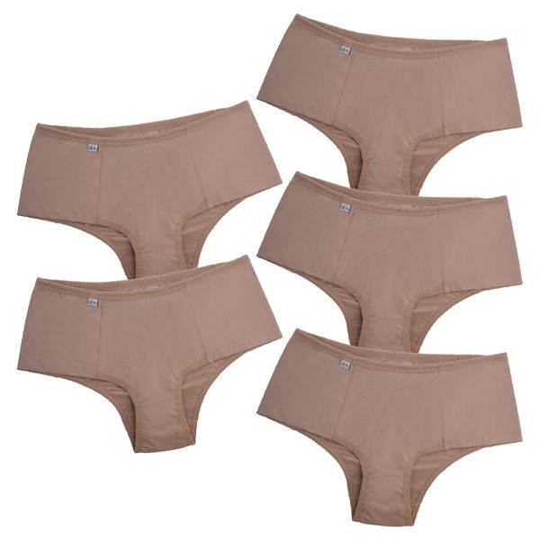 Kit 5 Tanga Cós Alto Microfibra 0829 - CHOCOLATE