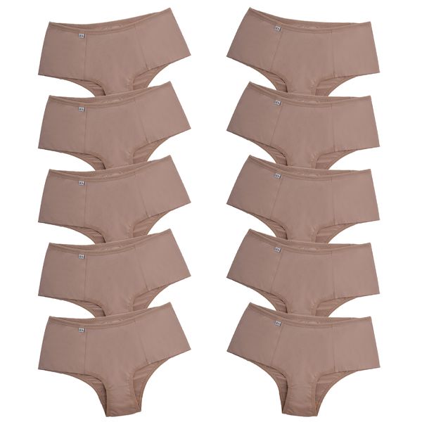 Kit 10 Tanga Cós Alto Microfibra 0829 - CHOCOLATE