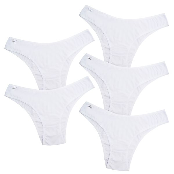 Kit 5 Calcinhas Microfibra Tradicional 0903 - BRANCO