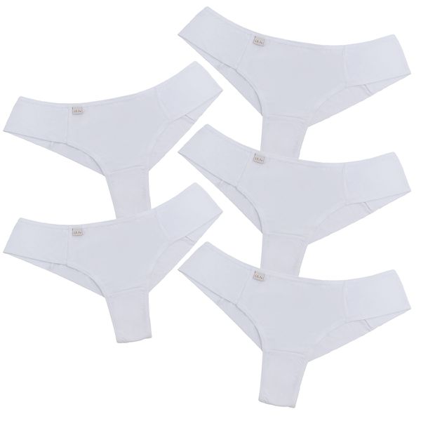 Kit 5 Calcinha Fio Duplo Microfibra 0987 - BRANCO