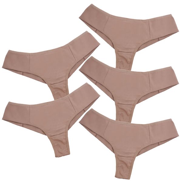 Kit 5 Calcinha Fio Duplo Microfibra 0987 - CHOCOLATE