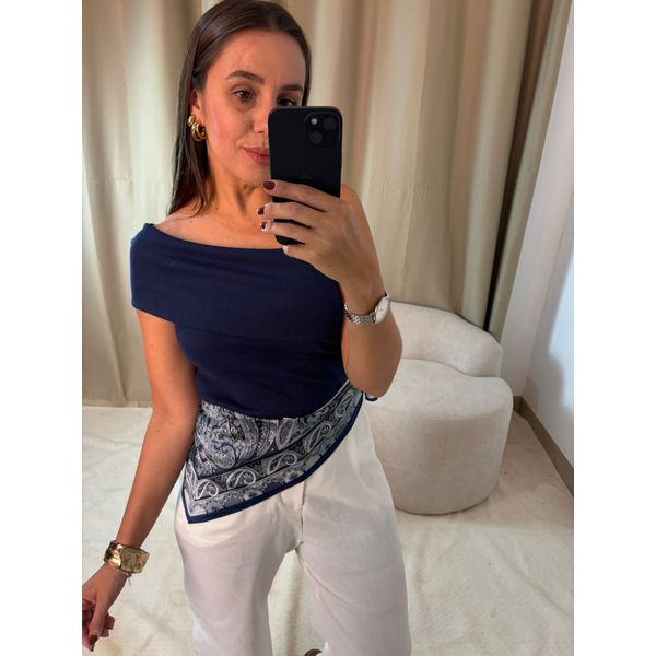 Ciganinha Canelada Azul Marinho