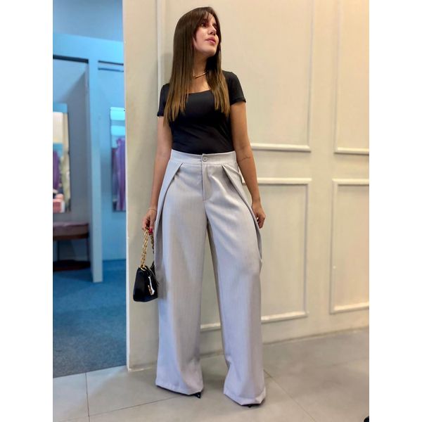 Calça Pantalona Zara Cinza