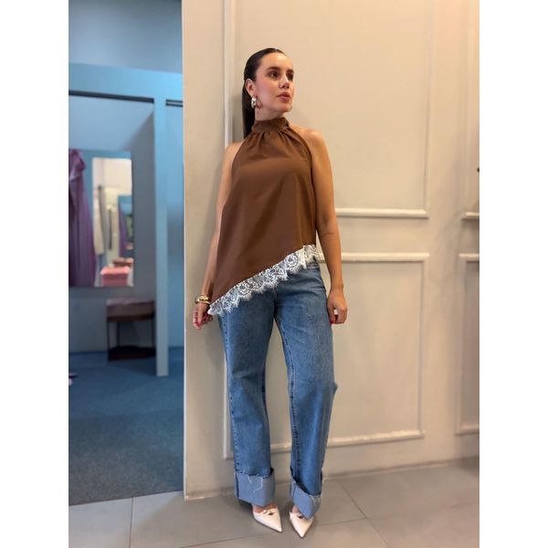 Blusa Renda Marrom