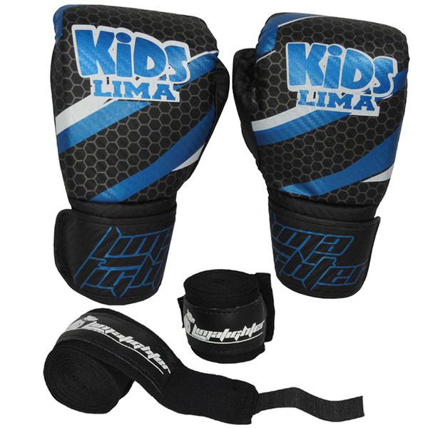 Kit Infantil Luva Boxe/ Muay Thai Treino E Bandagem Kids