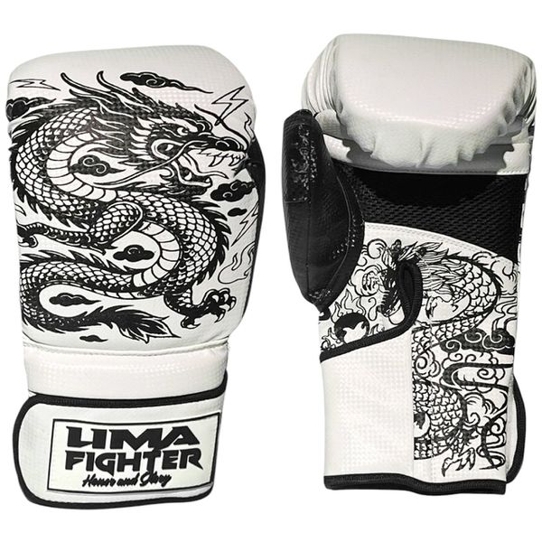  Luva muay thai/ Boxe Dragão Branca /Preta