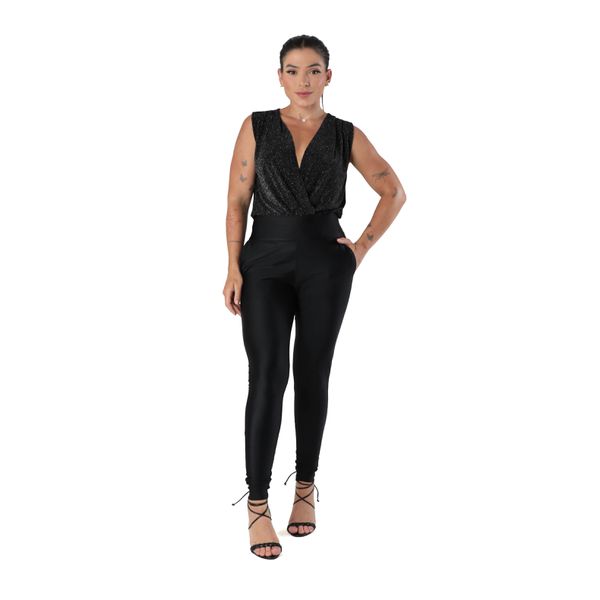 CALÇA BOLSO FRENTE E PUNHO - PRETO