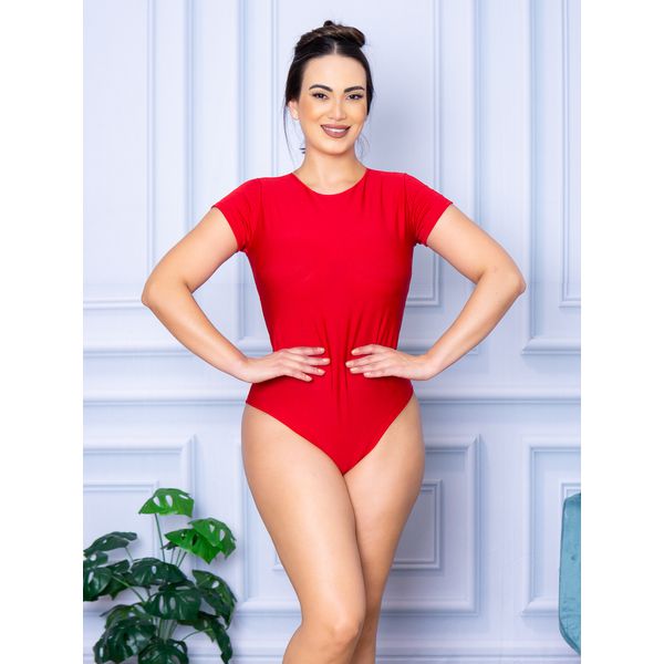 Body Feminino Manga Curta Vermelho
