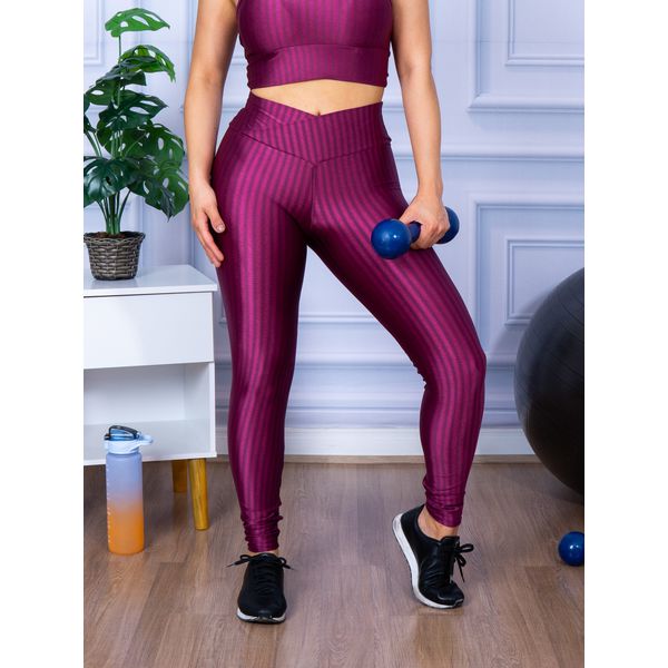 Calça Legging Fitness Cirre 3D Cós Cruzado Marsala