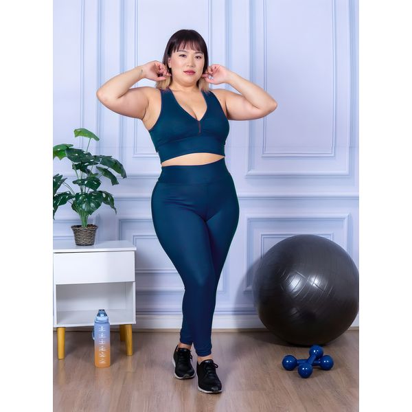 Calça Legging Feminina Plus Size Azul Marinho